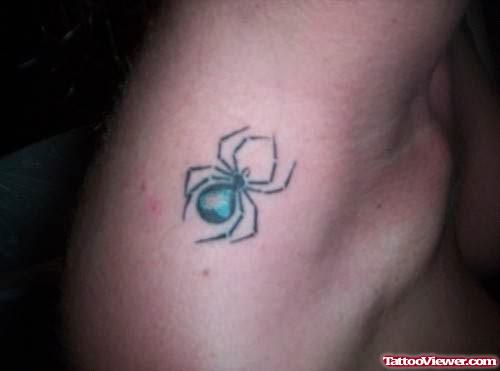 Blue Small Spider Tattoo