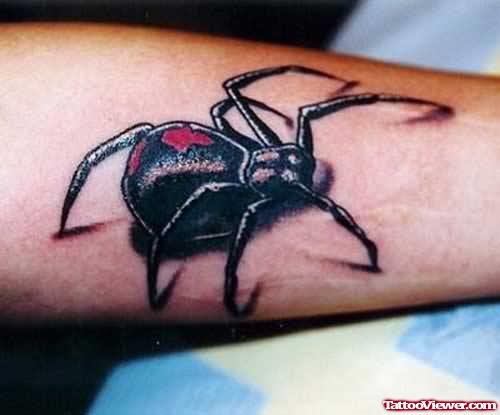 Black And Red Spider Tattoo For Arm