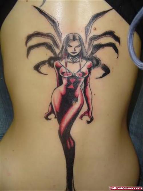 Spider Girl Tattoo On Back