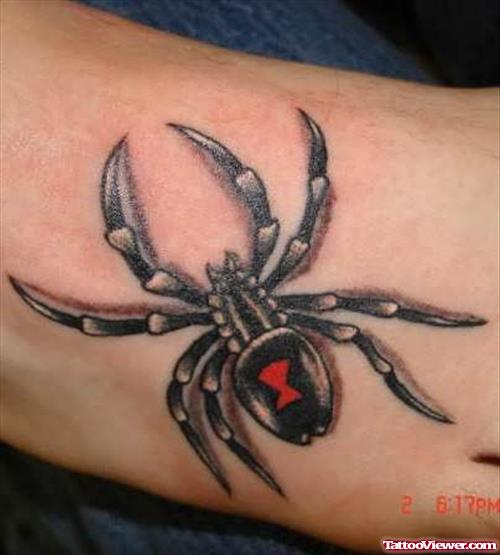 Awesome Spider Tattoo On Foot