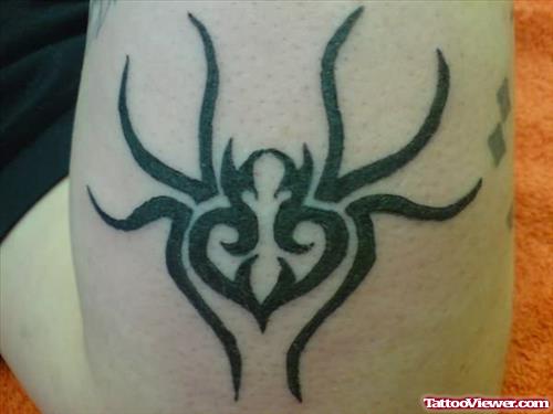Tribal Spider Black Ink Tattoo