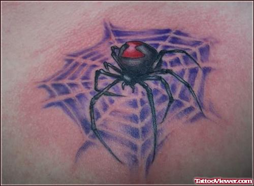 Spider Sitting In Web Tattoo