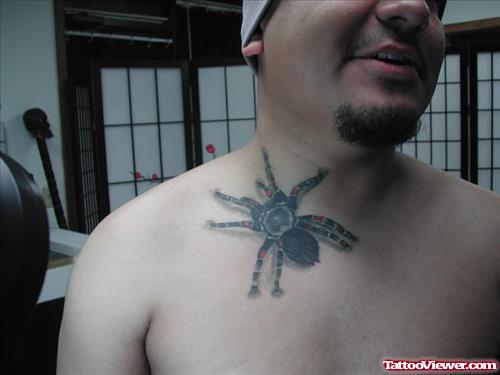 Spider Large Tattoo On Chest