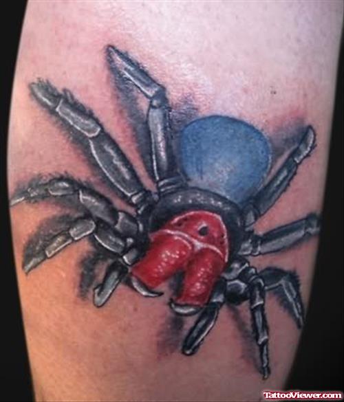 Red Head Beautiful Spider Tattoo