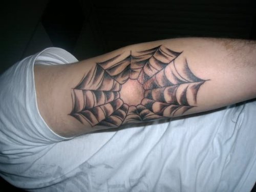 Spider Web Tattoo For Elbow