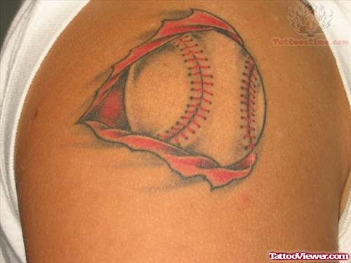 Baseball Tattoo On Shoulder