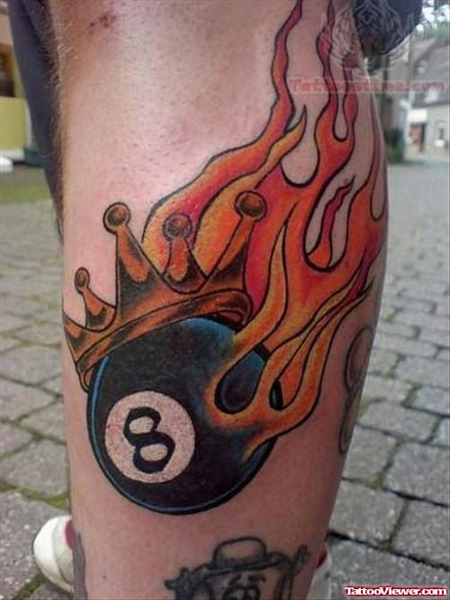 Burning Sports Tattoo On Leg