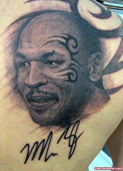 Mike Tyson Face Tattoo On Back