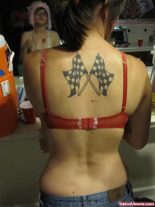 Sports Flags Tattoos On Back