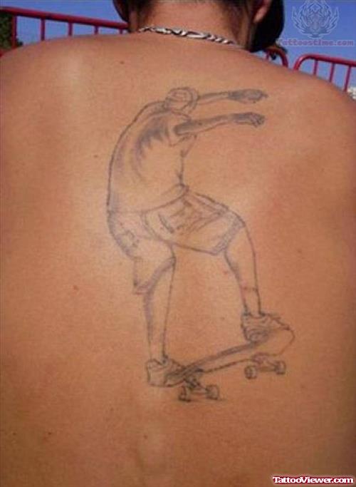 Skateboard Back Body Tattoo