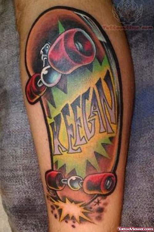 Scateboard Tattoo On Arm