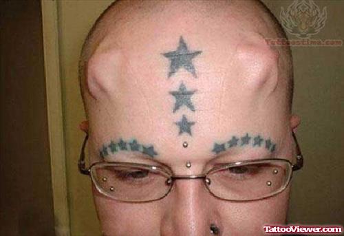 Embedded Stars Tattoos On Head