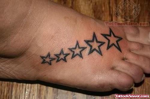Stars Tattoos On Man Foot