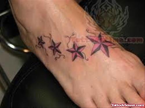 Colored Stars Tattoos on Foot
