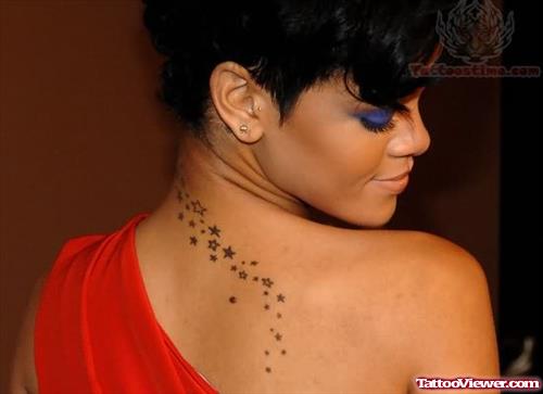 Rihana Stars Tattoos On Back
