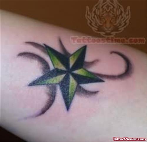 Awesome Green Star Tattoo