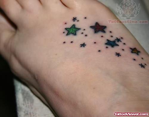 Cute Small Star Tattoos On Foot