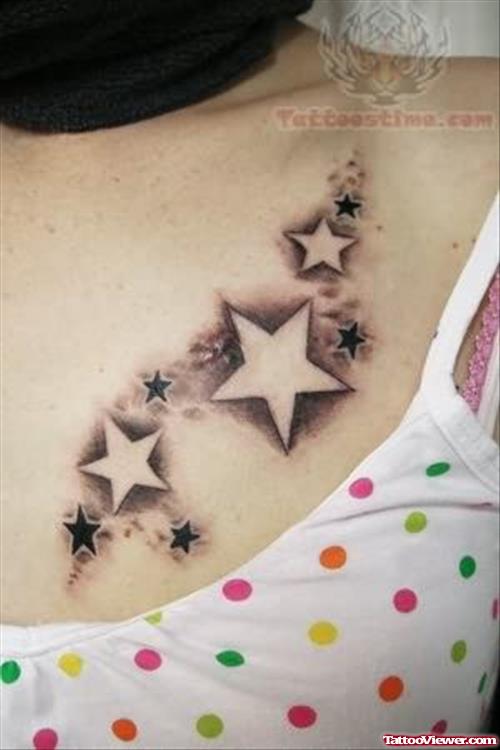 Grey Stars Tattoos For Girls