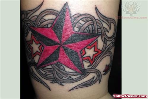 Red Star Tattoo On Muscles