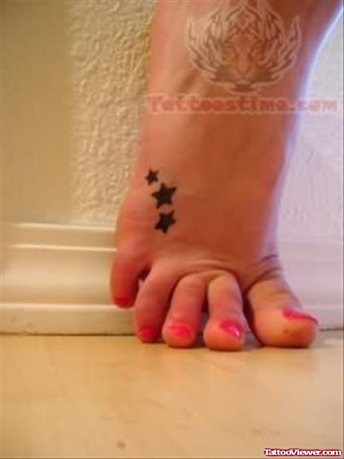 Tiny Stars Tattoos On Foot