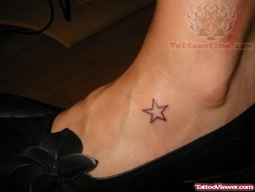 Small Star Tattoo On Foot