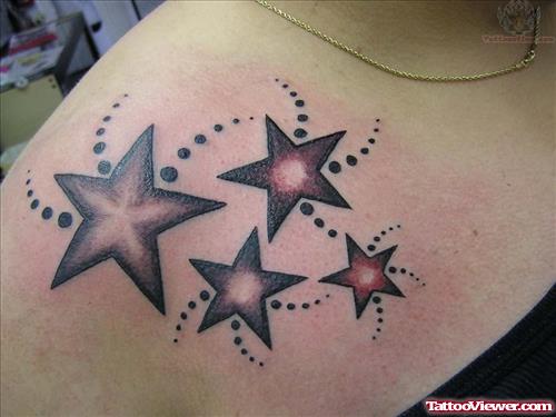 Shooting Stars Tattoos On Shoulder