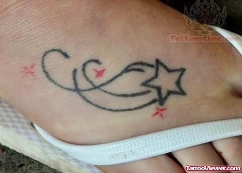 Shooting Star Tattoo On Foot