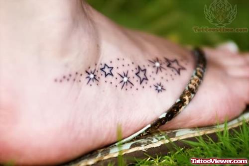 Beautiful Stars Tattoos On Foot