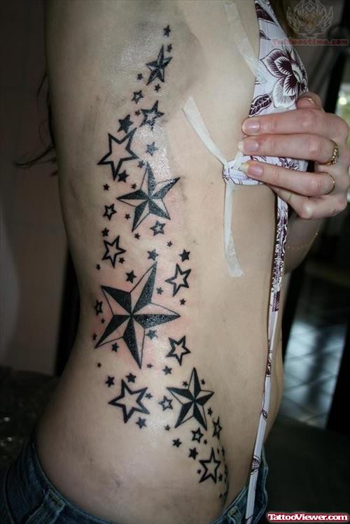 Side Rib Stars Tattoos