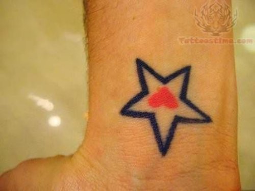 Elegant Star Heart Tattoo