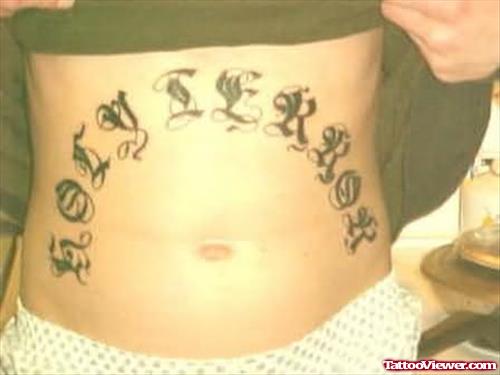 Wording Symbol Tattoo On Stomach