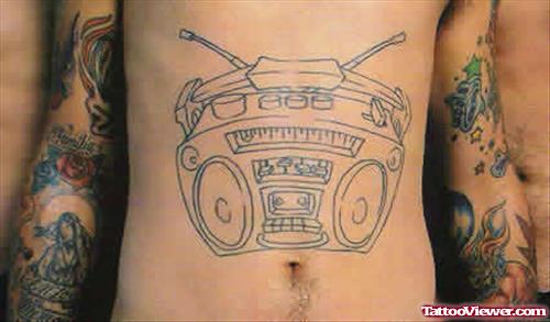 Radio Tattoo On Stomach