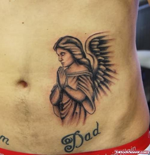 Angel Design Tattoo On Stomach