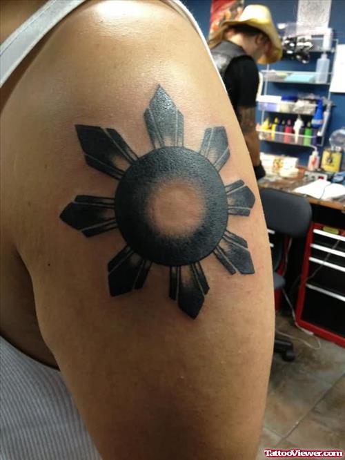 Sun from Phillipine Tattoo On Left Shoulder