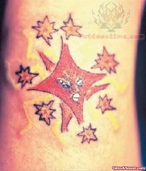 Trendy Sun And Stars Tattoos