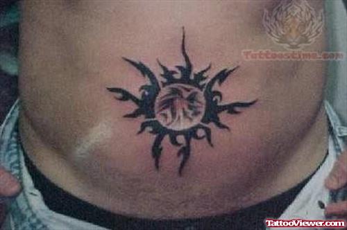 Trendy Sun Tattoo On Belly