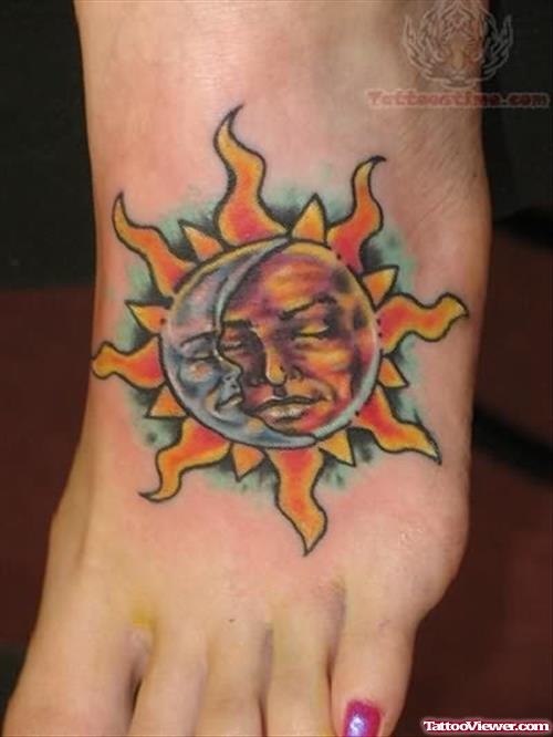 Hot Sun Rays Tattoo On Foot