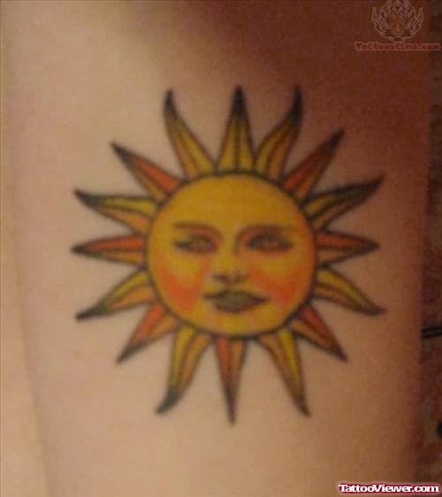 Yellow Ink Sun Tattoo