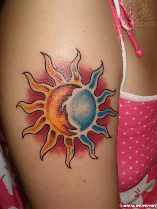 Girls Sun Tattoos On Bicep