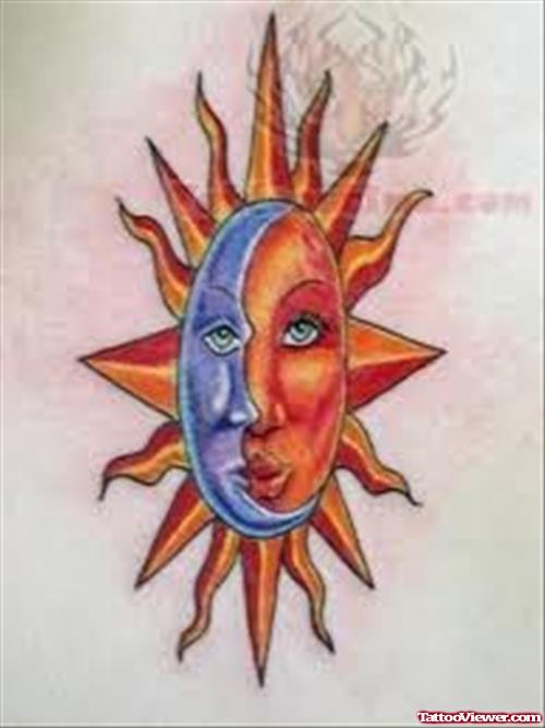 Red Hot Sun Tattoo Drawing