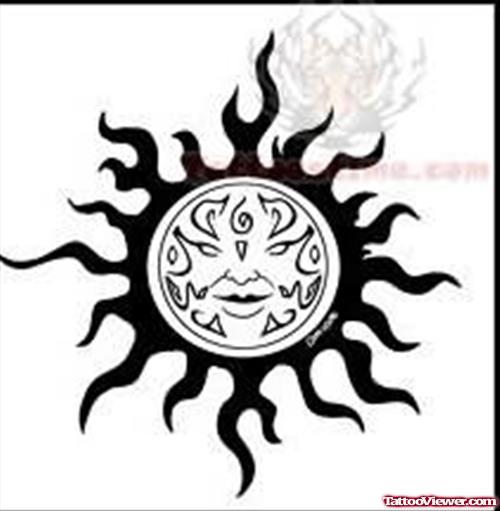 Sun Face Tattoo Design