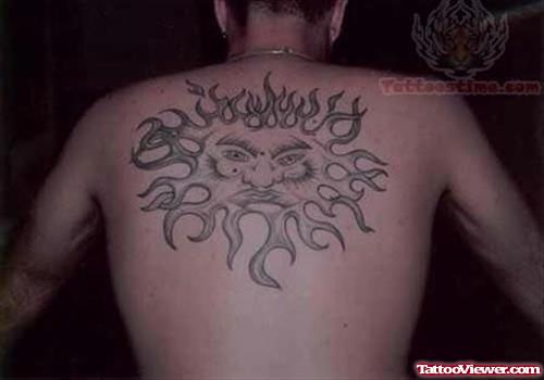 Stylish Sun Tattoo On Back For Men