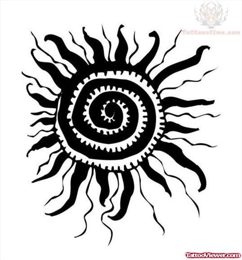 Round Design Sun Tattoo Sample