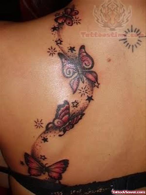 Butterfly Stars & Sun Tattoos Design