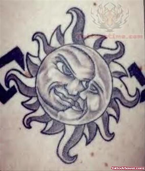 Awesome Sun & Moon Tattoo