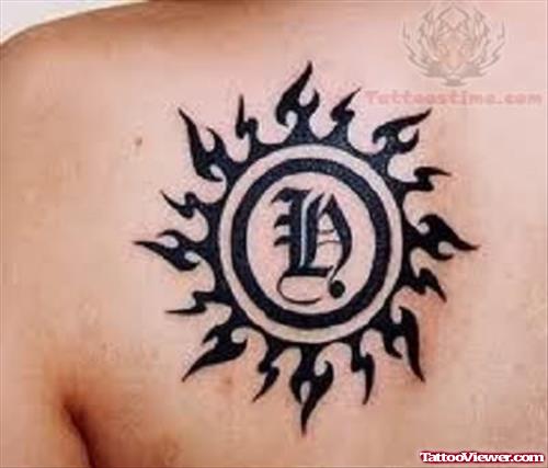 Back Shoulder Sun Tattoo