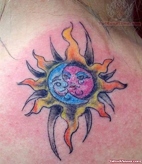 Colored Ink Sun Tattoos