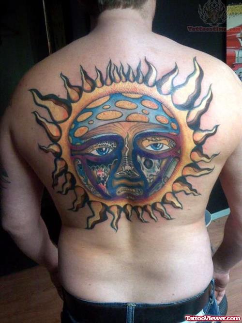 Big Sun Tattoo On Back