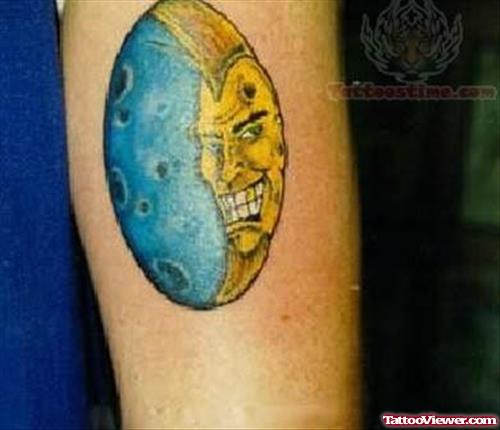 Trendy Yellow Sun Tattoo
