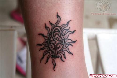 Egyptian Cross And Sun Tattoo